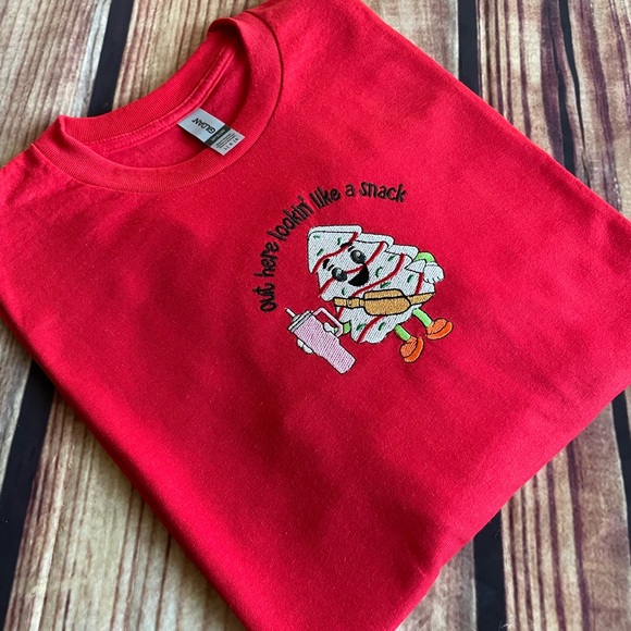 Out here looking like a snack Christmas Embroidery Shirt - Picture 5 of 6